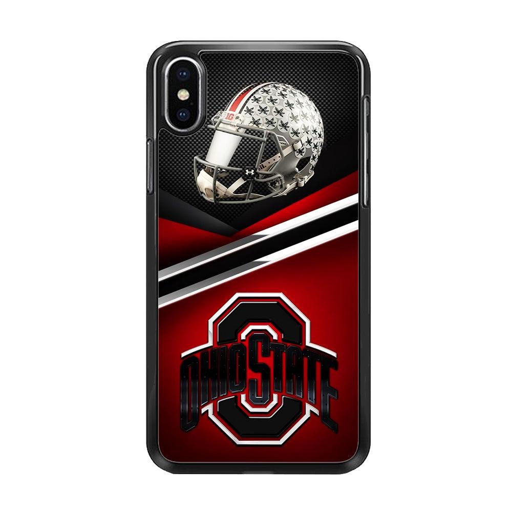 Ohio State Helmet iPhone Xs Case-Rubber / Black (2D Case)-Xtracase
