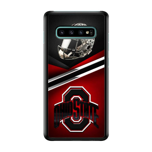 Ohio State Helmet Samsung Galaxy S10 Case-Rubber / Black (2D Case)-Xtracase