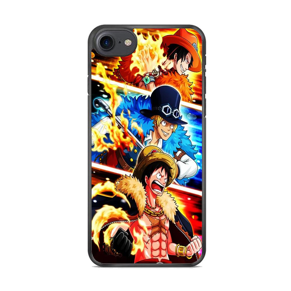 One Piece Ace Sabo Luffy iPhone 8 Case-Rubber / Black (2D Case)-Xtracase