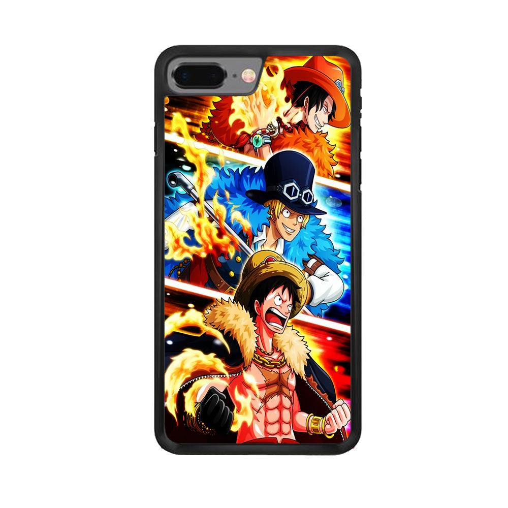One Piece Ace Sabo Luffy iPhone 8 Plus Case-Rubber / Black (2D Case)-Xtracase