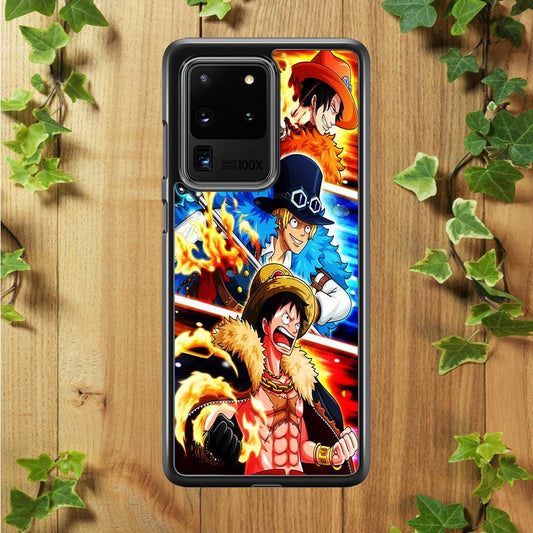 One Piece Ace Sabo Luffy Samsung Galaxy S20 Ultra Case-Rubber / White (2D Case)-Xtracase