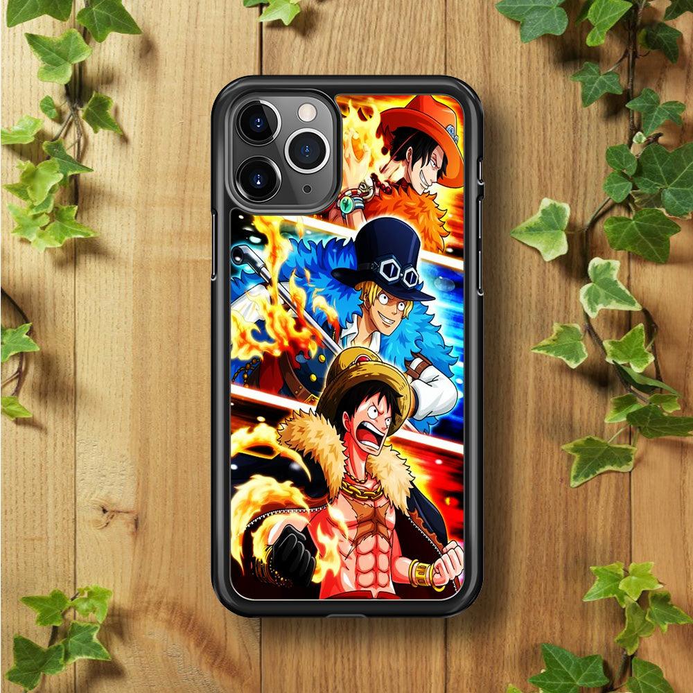 One Piece Ace Sabo Luffy iPhone 11 Pro Max Case-Rubber / Black (2D Case)-Xtracase