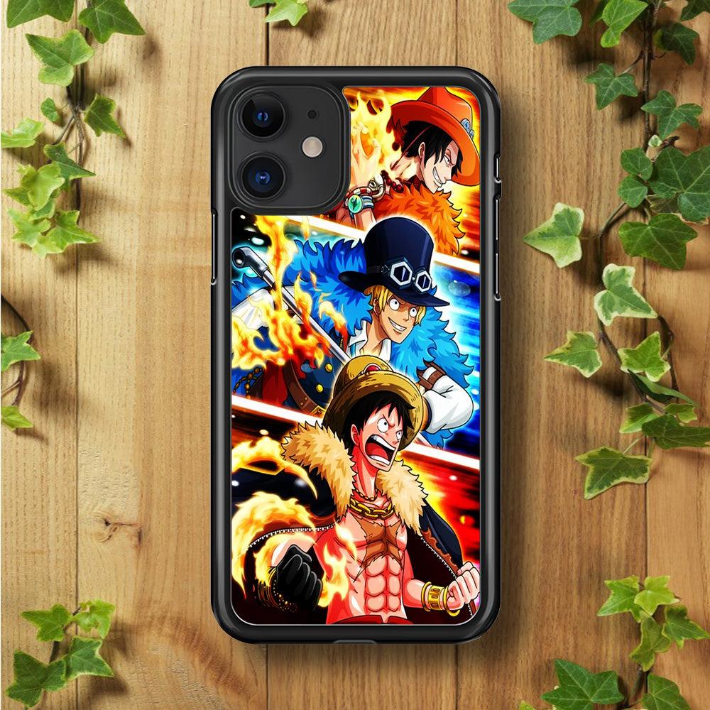 One Piece Ace Sabo Luffy iPhone 11 Case-Rubber / Black (2D Case)-Xtracase