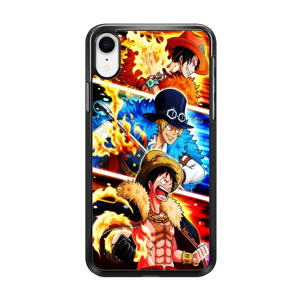One Piece Ace Sabo Luffy iPhone XR Case-Rubber / Black (2D Case)-Xtracase