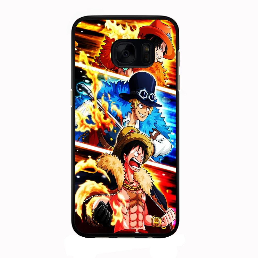 One Piece Ace Sabo Luffy Samsung Galaxy S7 Edge Case-Rubber / Black (2D Case)-Xtracase