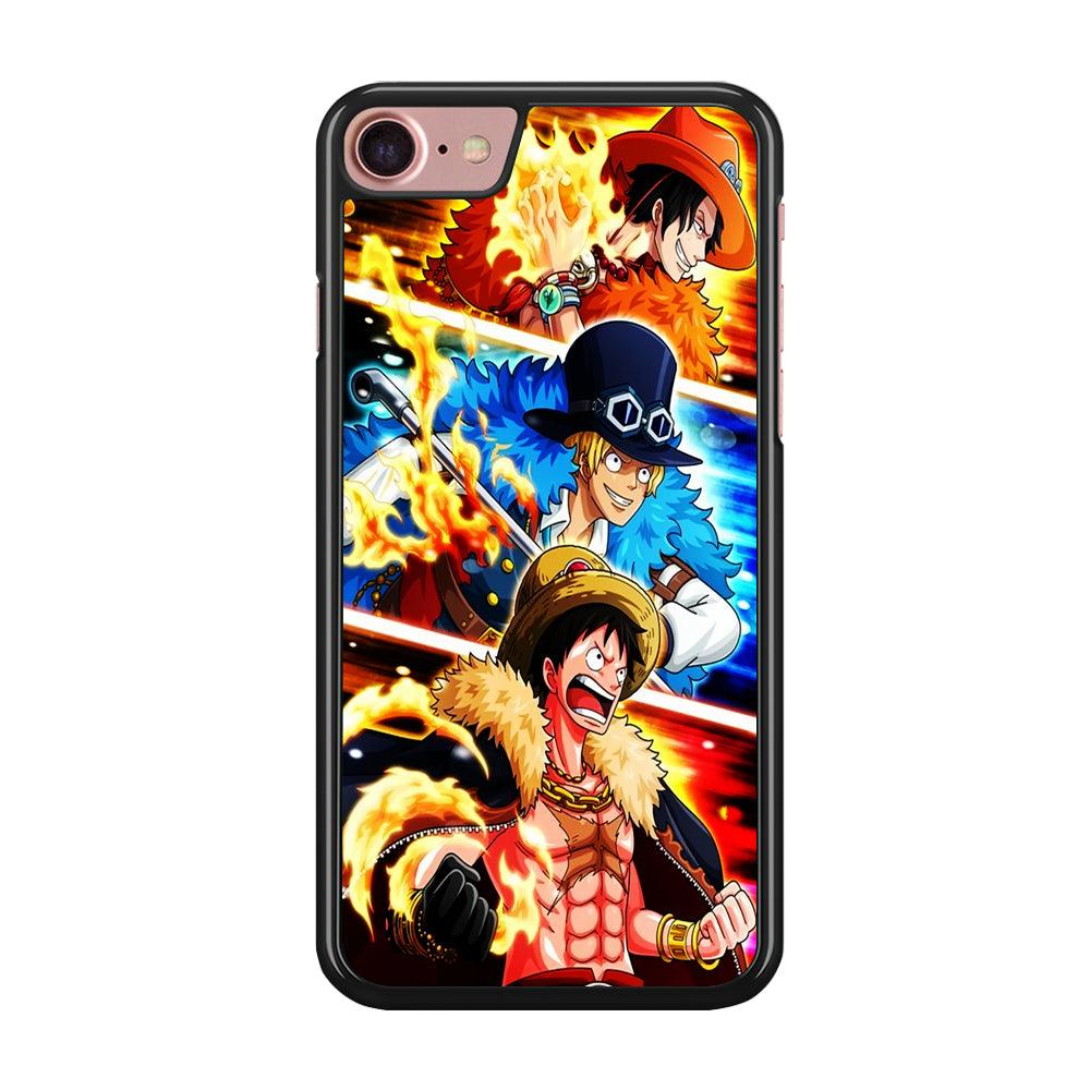 One Piece Ace Sabo Luffy iPhone SE 2020 Case-Rubber / Black (2D Case)-Xtracase