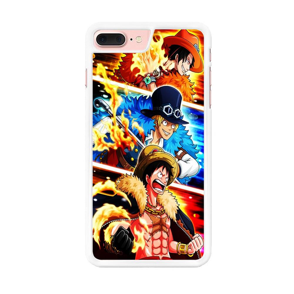 One Piece Ace Sabo Luffy iPhone 7 Plus Case-Rubber / White (2D Case)-Xtracase