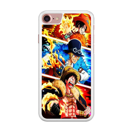 One Piece Ace Sabo Luffy iPhone SE 2020 Case-Rubber / White (2D Case)-Xtracase