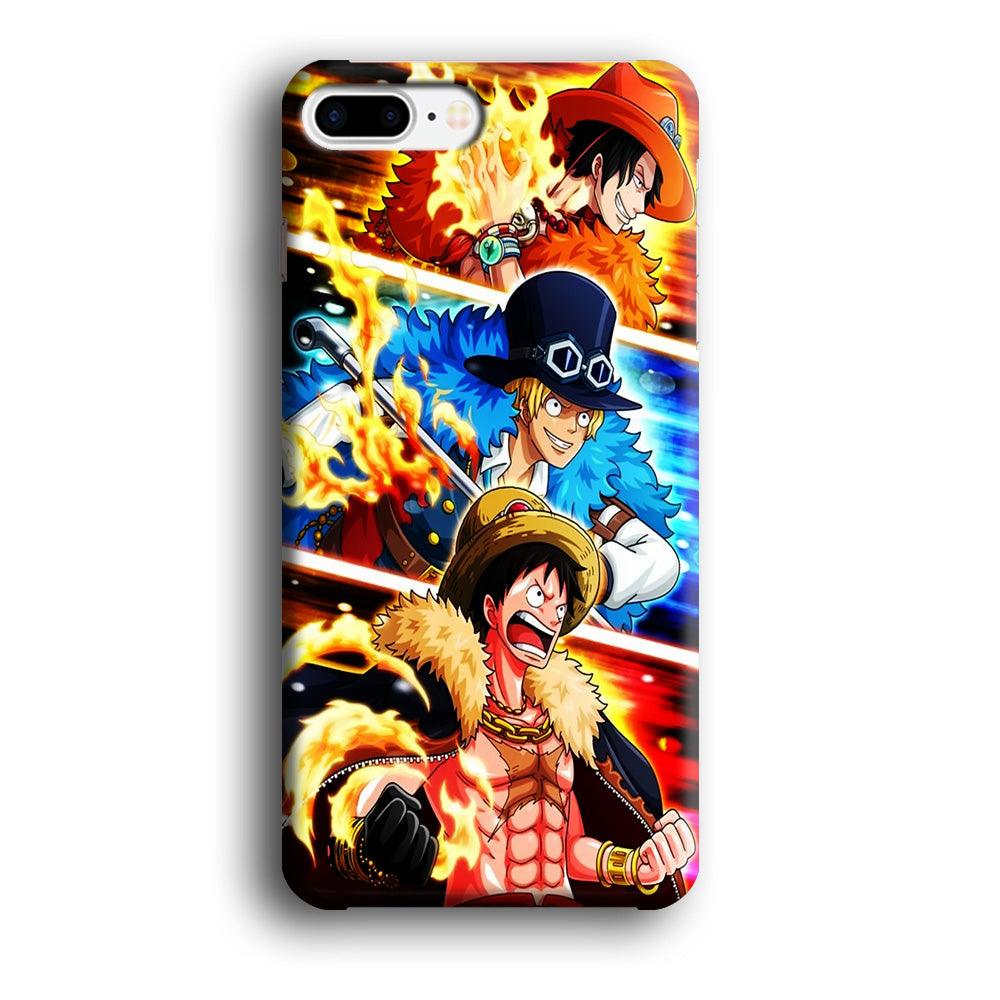 One Piece Ace Sabo Luffy iPhone 8 Plus Case-Plastic / Full Wrap (3D Case)-Xtracase