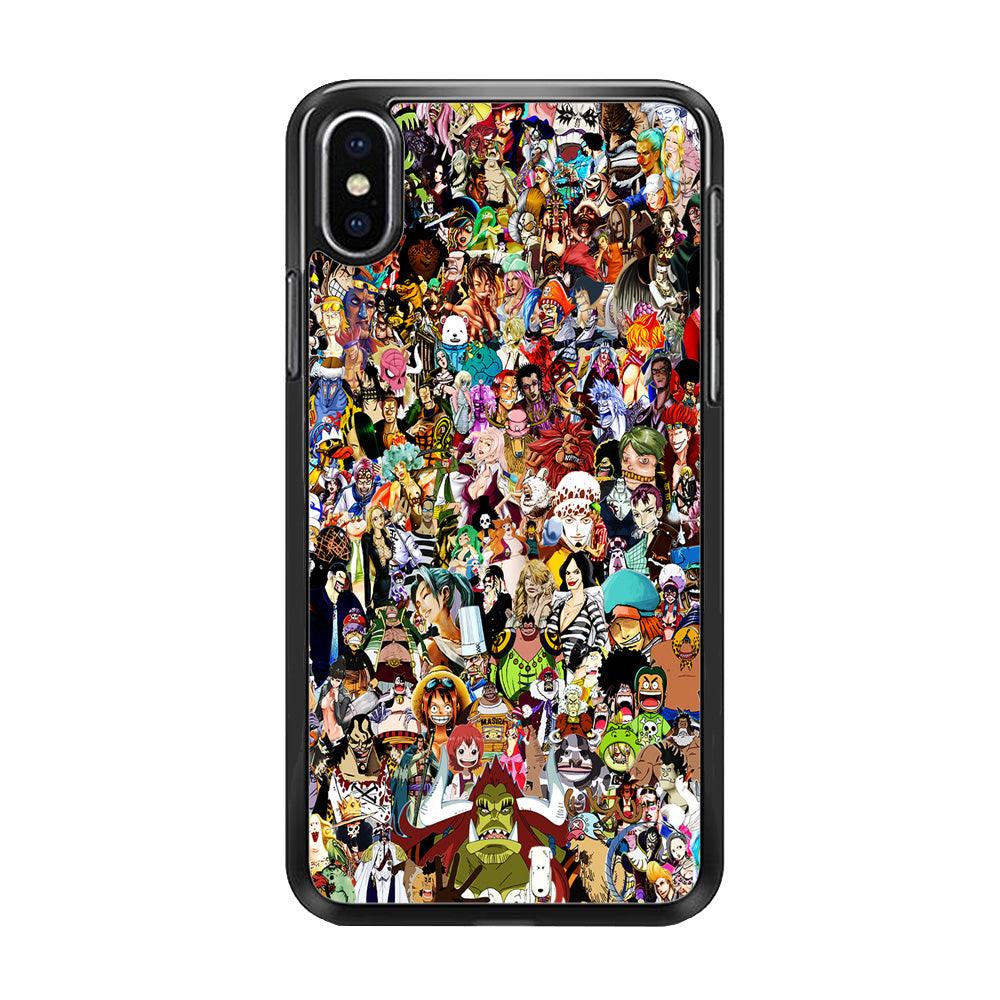 One Piece All Character iPhone Xs Case-Rubber / Black (2D Case)-Xtracase