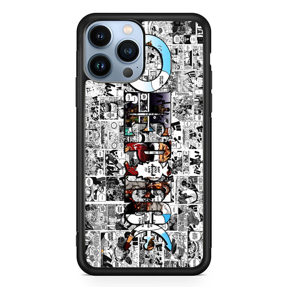 One Piece Comic Background iPhone 13 Pro Max Case-Rubber / Black (2D Case)-Xtracase