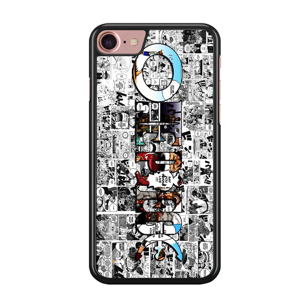 One Piece Comic Background iPhone SE 2020 Case-Rubber / Black (2D Case)-Xtracase