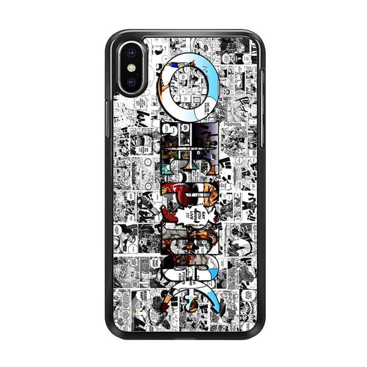 One Piece Comic Background iPhone Xs Case-Rubber / Black (2D Case)-Xtracase