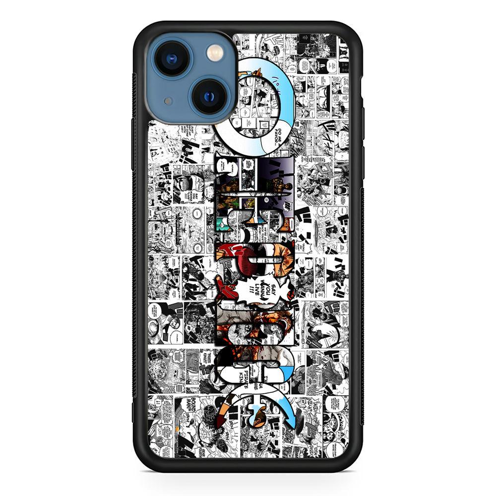 One Piece Comic Background iPhone 13 Mini Case-Rubber / Black (2D Case)-Xtracase