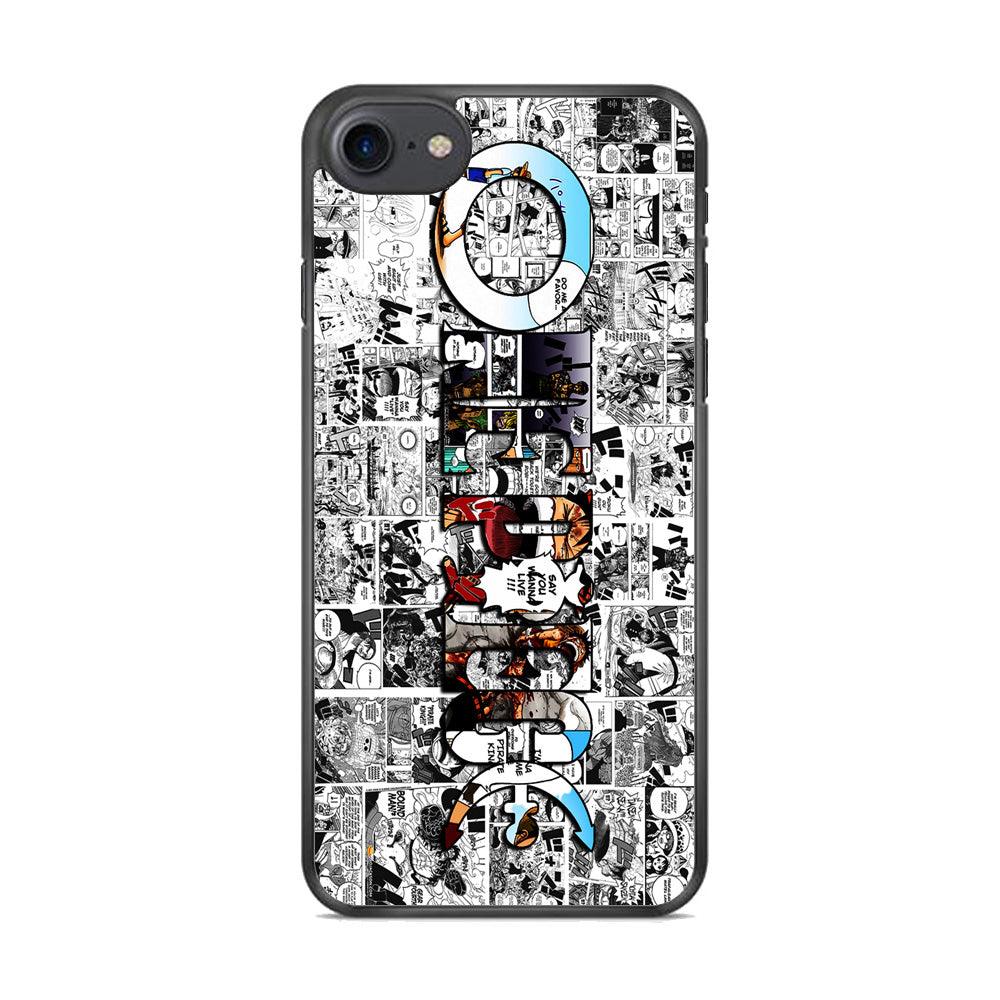 One Piece Comic Background iPhone 8 Case-Rubber / Black (2D Case)-Xtracase