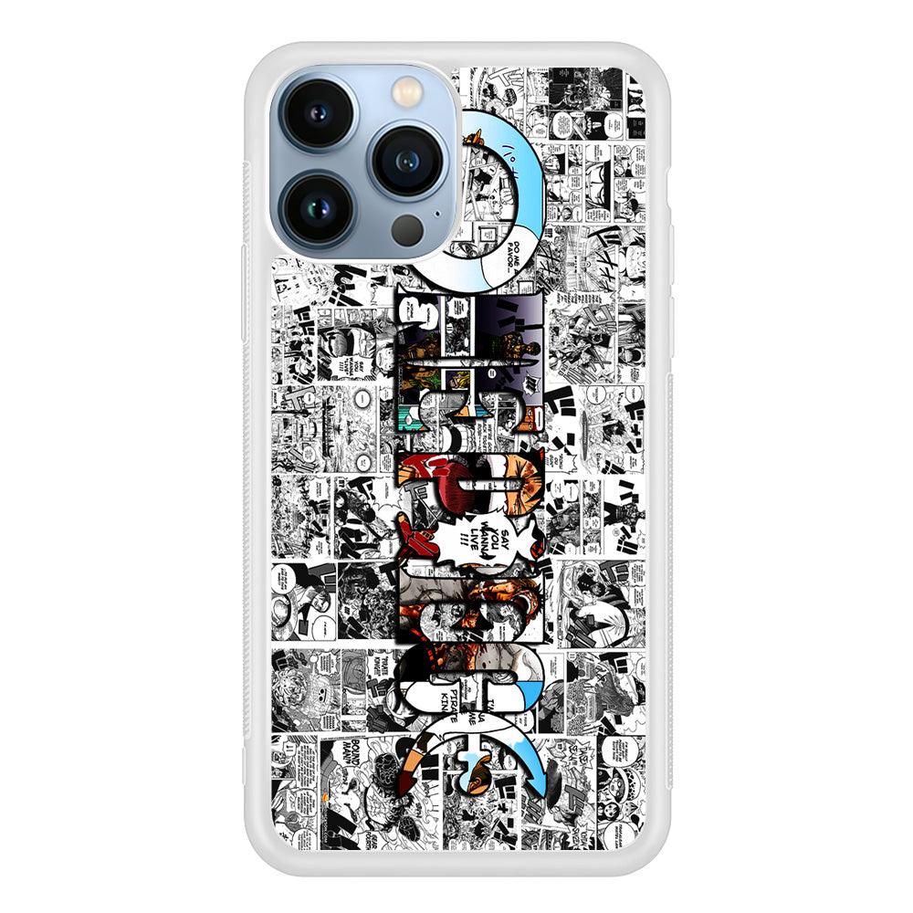 One Piece Comic Background iPhone 13 Pro Max Case-Rubber / White (2D Case)-Xtracase