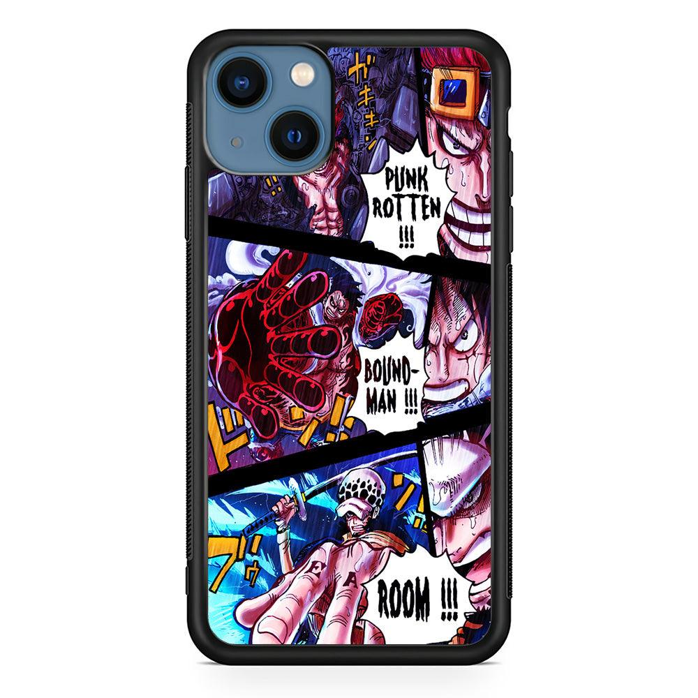 One Piece Luffy Kid Law Comic iPhone 13 Mini Case-Rubber / Black (2D Case)-Xtracase