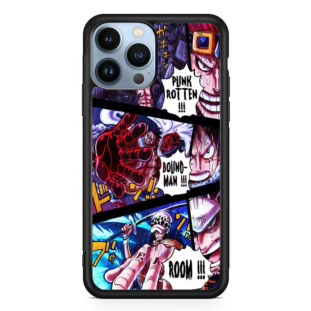 One Piece Luffy Kid Law Comic iPhone 13 Pro Case-Rubber / Black (2D Case)-Xtracase