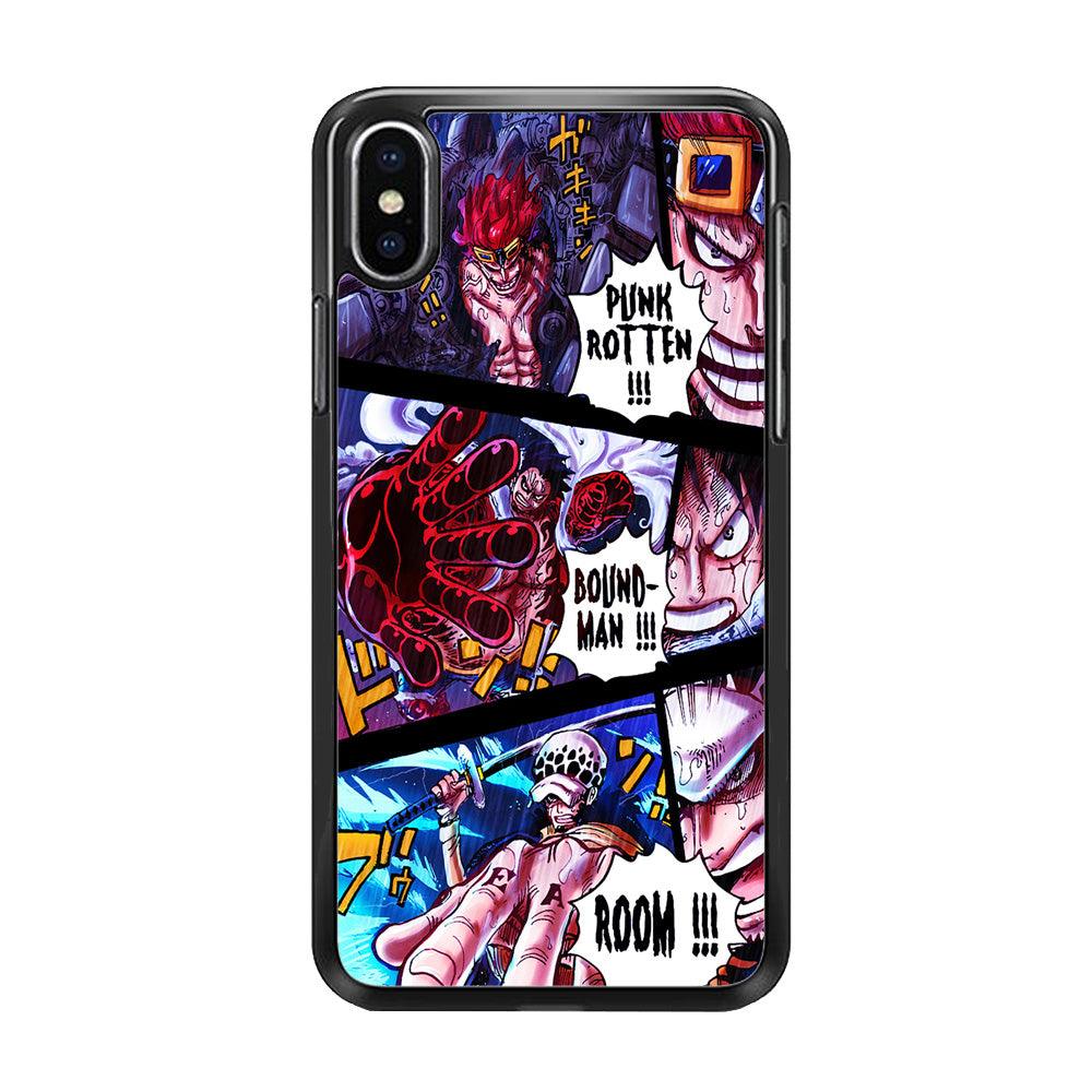One Piece Luffy Kid Law Comic iPhone Xs Case-Rubber / Black (2D Case)-Xtracase