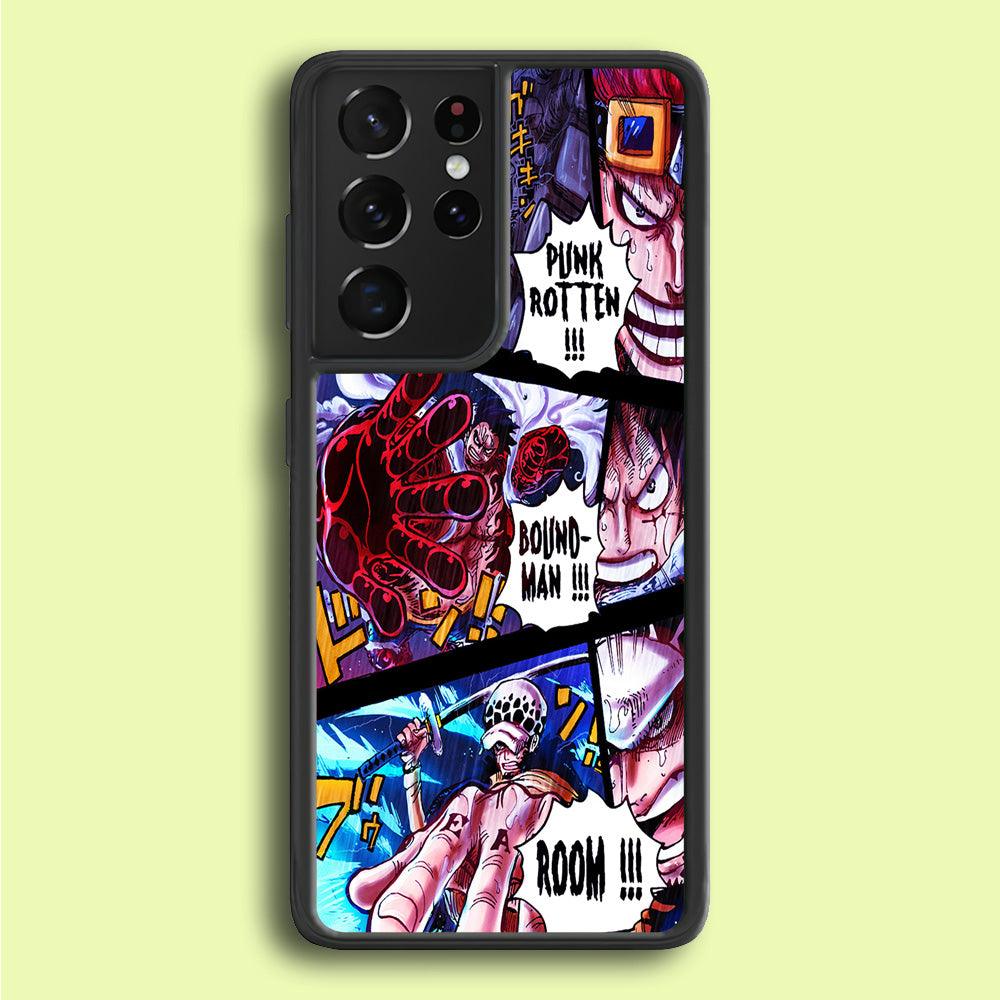 One Piece Luffy Kid Law Comic Samsung Galaxy S25 Ultra Case-Rubber / White (2D Case)-Xtracase