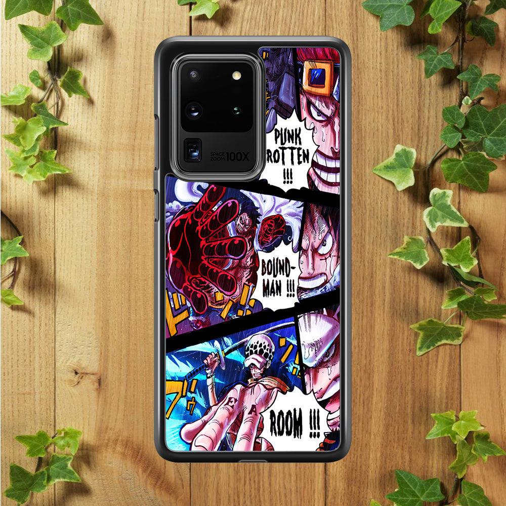 One Piece Luffy Kid Law Comic Samsung Galaxy S20 Ultra Case-Rubber / White (2D Case)-Xtracase