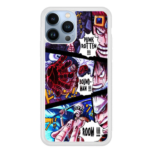 One Piece Luffy Kid Law Comic iPhone 13 Pro Max Case-Rubber / White (2D Case)-Xtracase