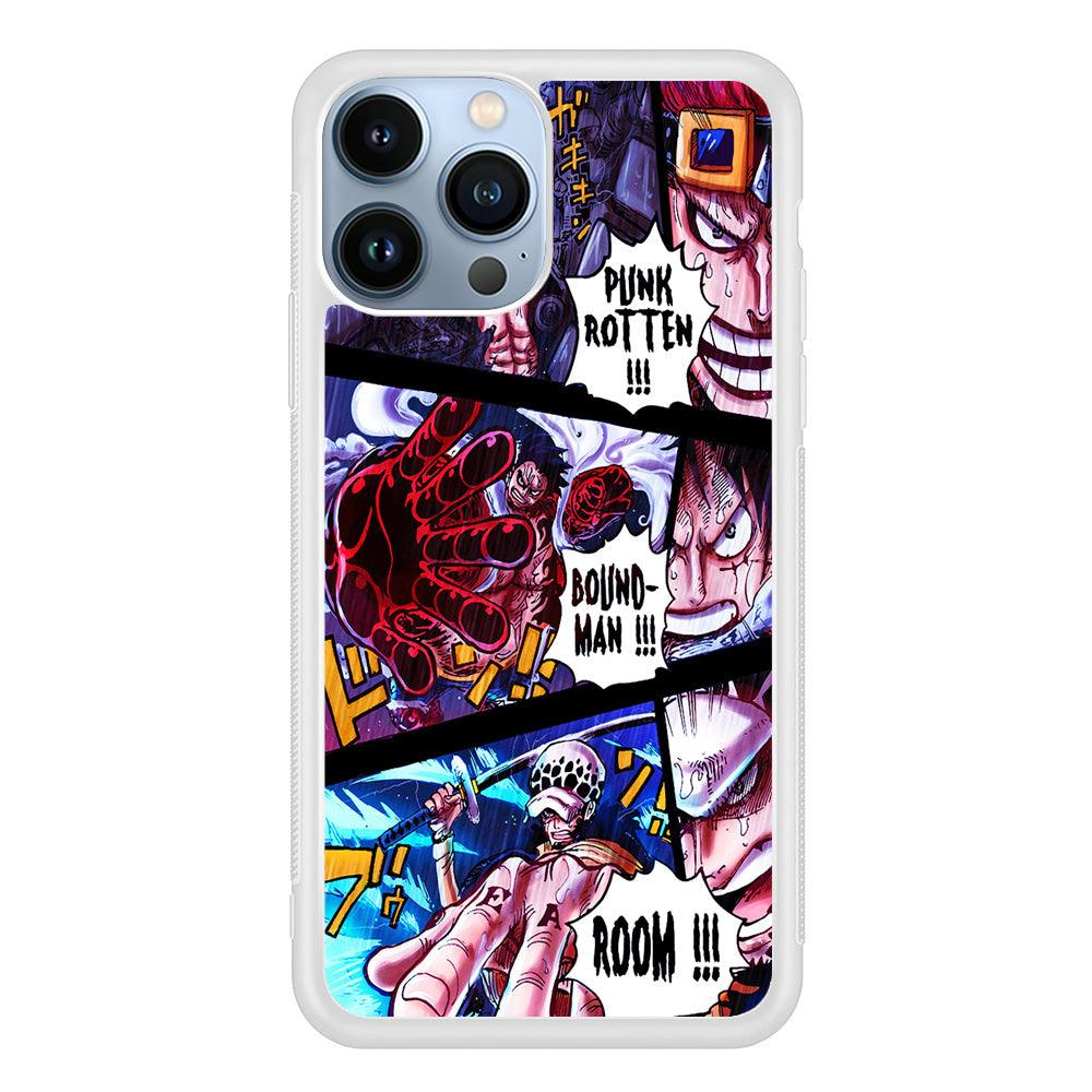 One Piece Luffy Kid Law Comic iPhone 13 Pro Case-Rubber / White (2D Case)-Xtracase