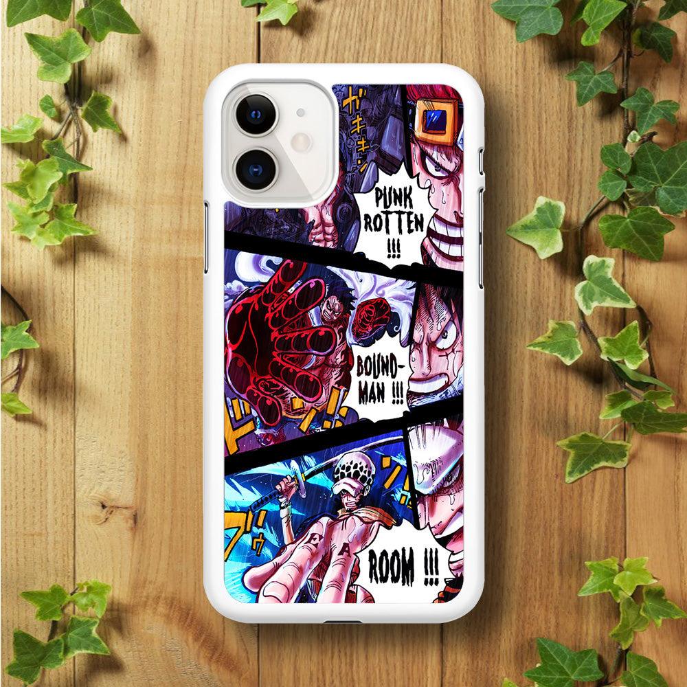 One Piece Luffy Kid Law Comic iPhone 11 Case-Rubber / White (2D Case)-Xtracase