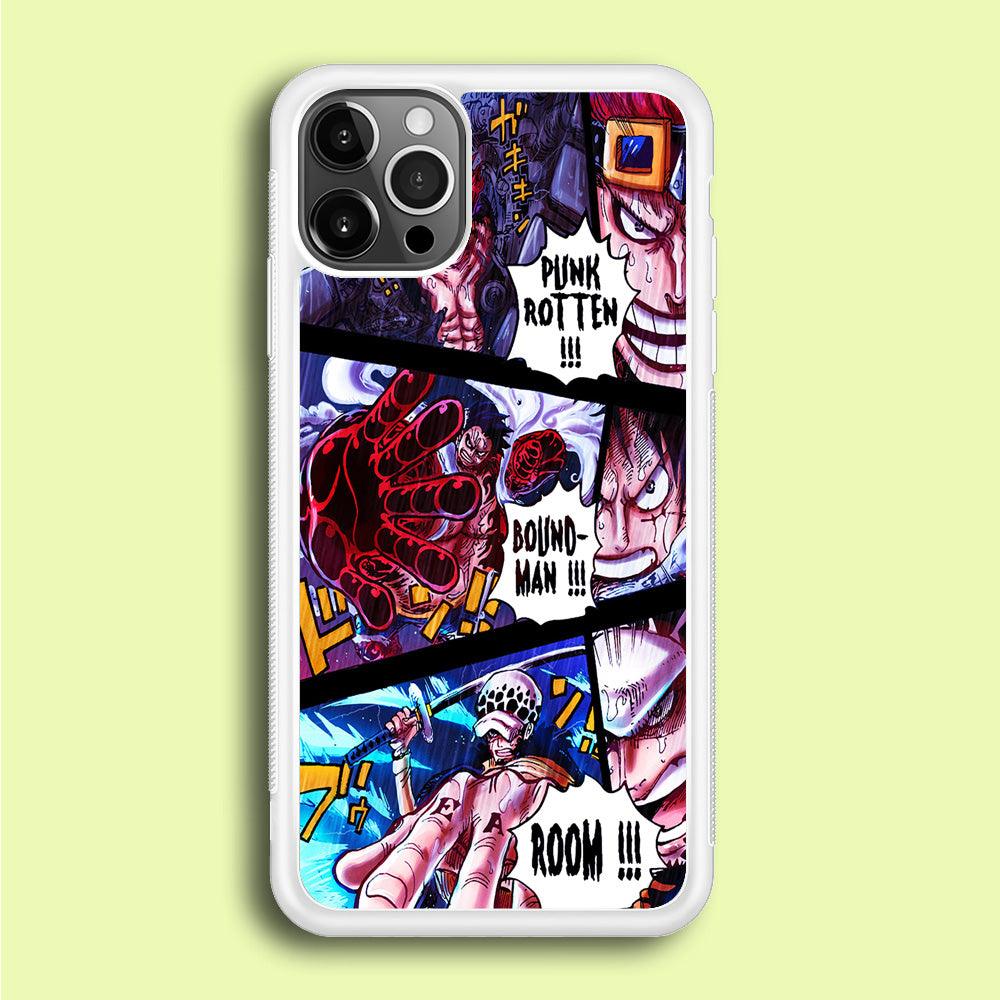 One Piece Luffy Kid Law Comic iPhone 12 Pro Case-Rubber / White (2D Case)-Xtracase
