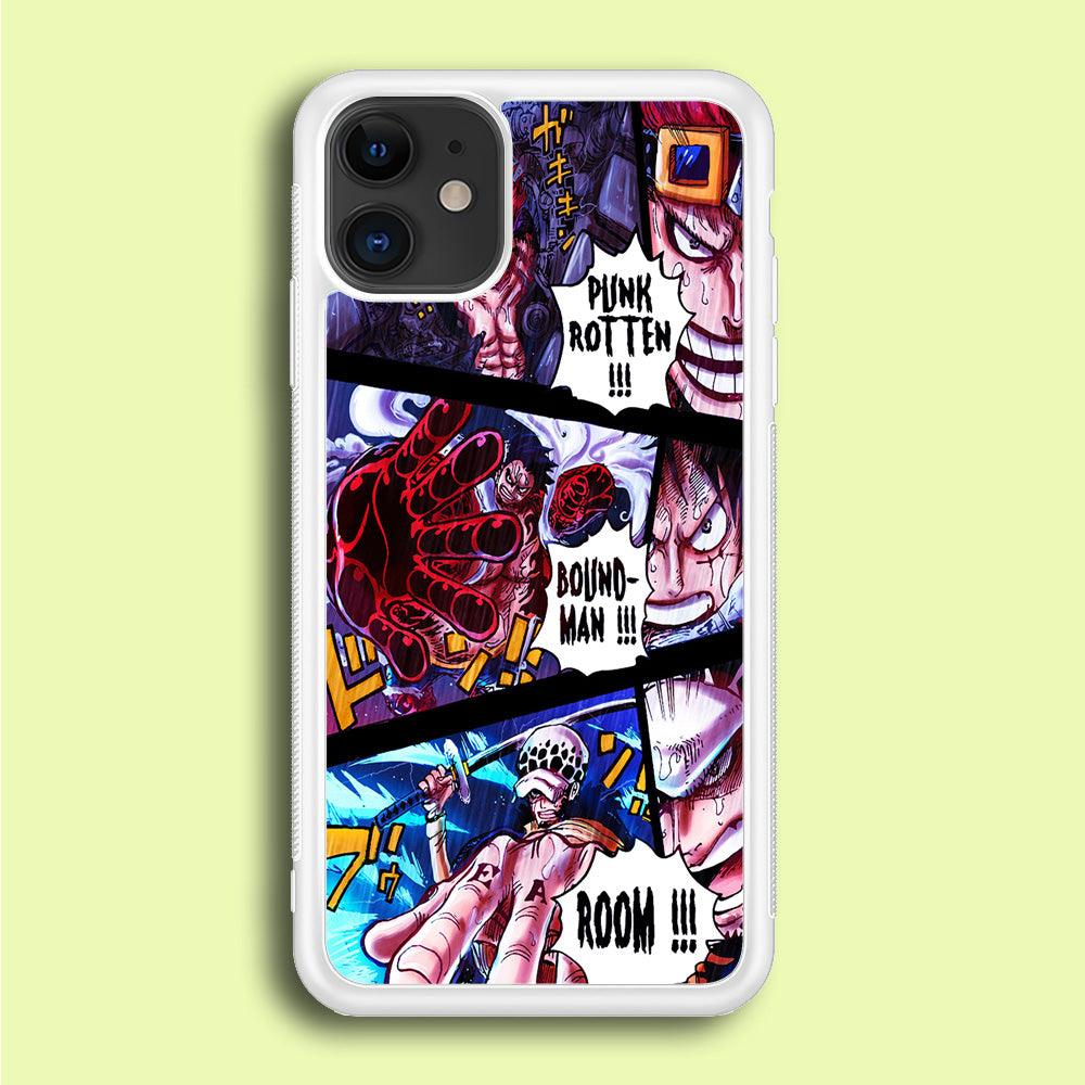 One Piece Luffy Kid Law Comic iPhone 12 Case-Rubber / White (2D Case)-Xtracase