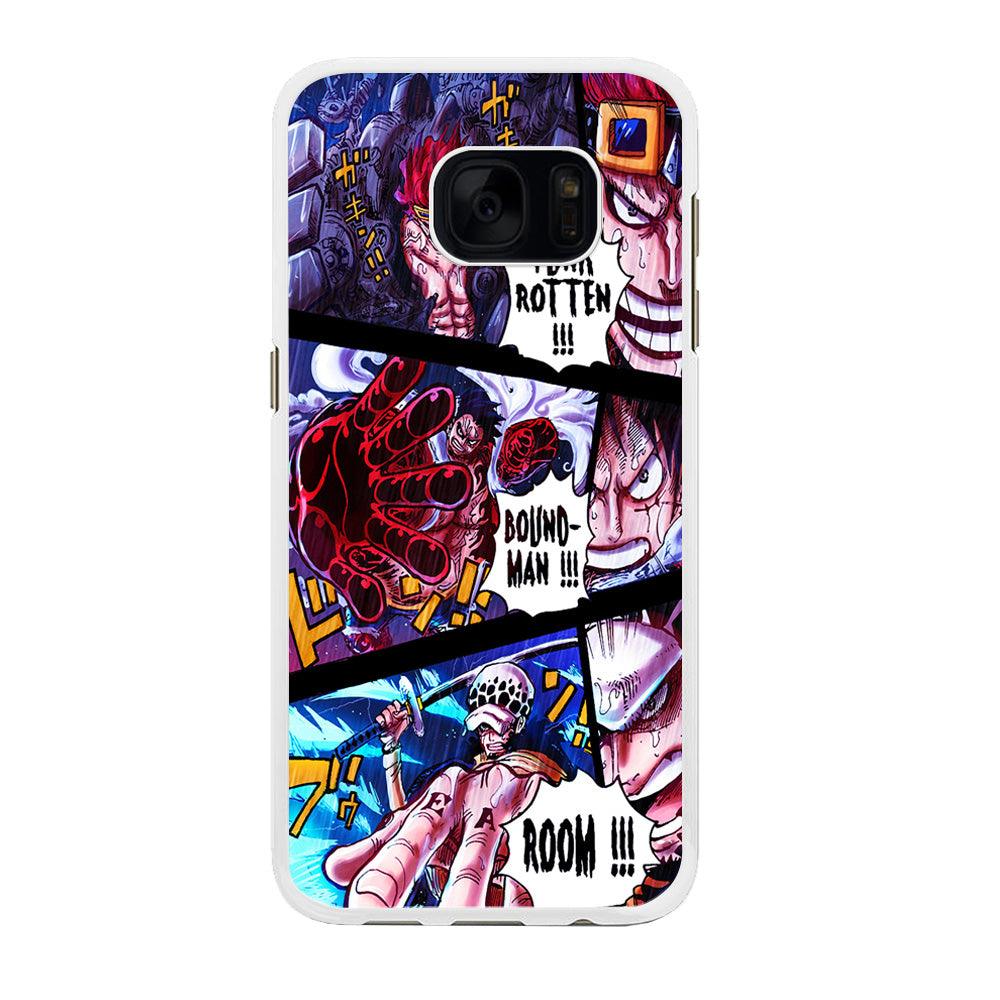 One Piece Luffy Kid Law Comic Samsung Galaxy S7 Edge Case-Rubber / White (2D Case)-Xtracase