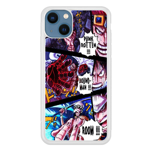 One Piece Luffy Kid Law Comic iPhone 13 Mini Case-Rubber / White (2D Case)-Xtracase