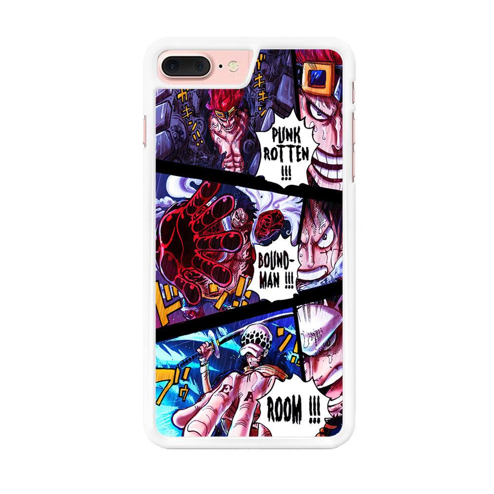 One Piece Luffy Kid Law Comic iPhone 8 Plus Case-Rubber / White (2D Case)-Xtracase