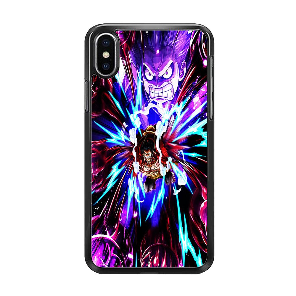 One Piece Luffy King Kong Gun iPhone Xs Case-Rubber / Black (2D Case)-Xtracase