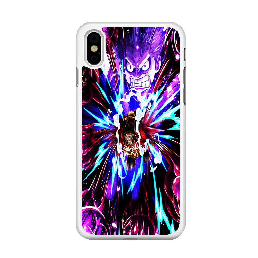 One Piece Luffy King Kong Gun iPhone Xs Case-Rubber / White (2D Case)-Xtracase
