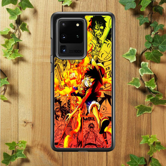 One Piece Luffy Red Hawk Samsung Galaxy S20 Ultra Case-Rubber / Black (2D Case)-Xtracase