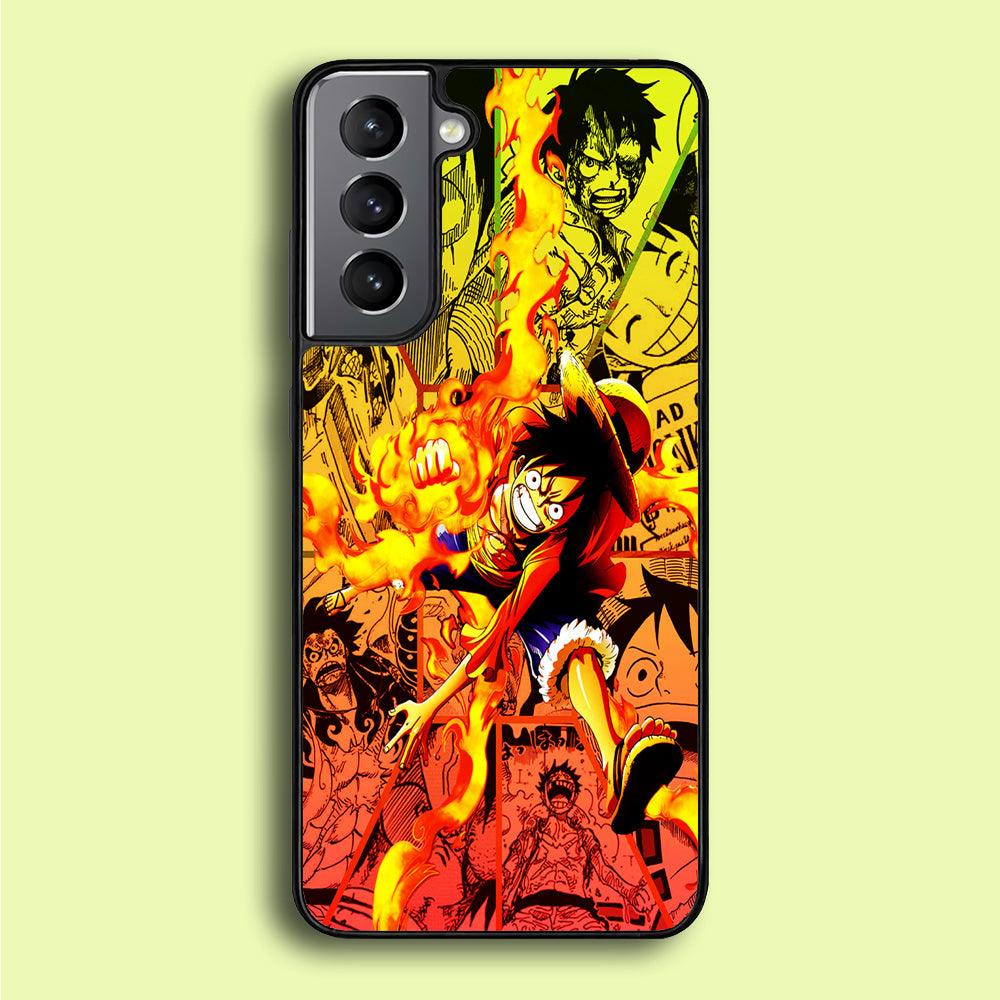 One Piece Luffy Red Hawk Samsung Galaxy S21 Plus Case-Rubber / Black (2D Case)-Xtracase
