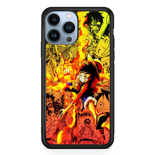 One Piece Luffy Red Hawk iPhone 13 Pro Max Case-Rubber / Black (2D Case)-Xtracase