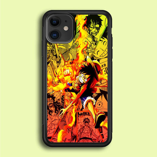 One Piece Luffy Red Hawk iPhone 12 Case-Rubber / Black (2D Case)-Xtracase