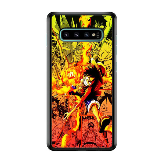 One Piece Luffy Red Hawk Samsung Galaxy S10 Case-Rubber / Black (2D Case)-Xtracase