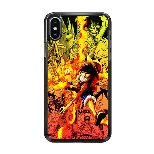 One Piece Luffy Red Hawk iPhone Xs Case-Rubber / Black (2D Case)-Xtracase