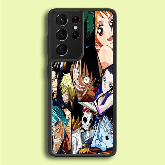 One Piece Mugiwara Crew Pirates Samsung Galaxy S21 Ultra Case-Rubber / Black (2D Case)-Xtracase
