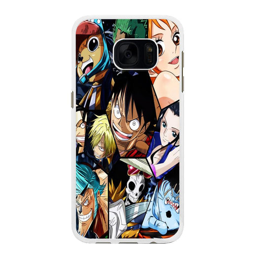 One Piece Mugiwara Crew Pirates Samsung Galaxy S7 Edge Case-Rubber / White (2D Case)-Xtracase