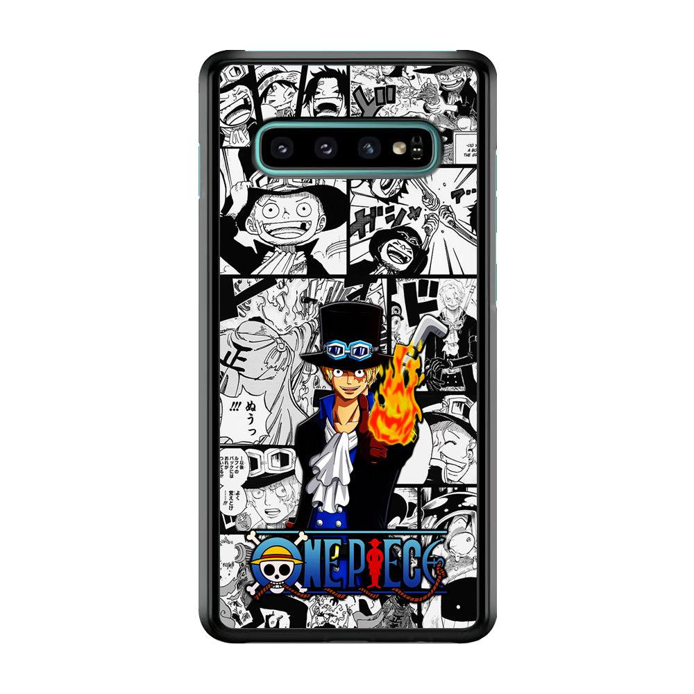 One Piece Sabo Comic Samsung Galaxy S10 Case-Rubber / Black (2D Case)-Xtracase