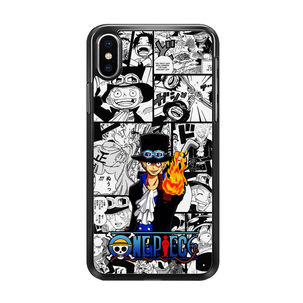 One Piece Sabo Comic iPhone Xs Case-Rubber / Black (2D Case)-Xtracase
