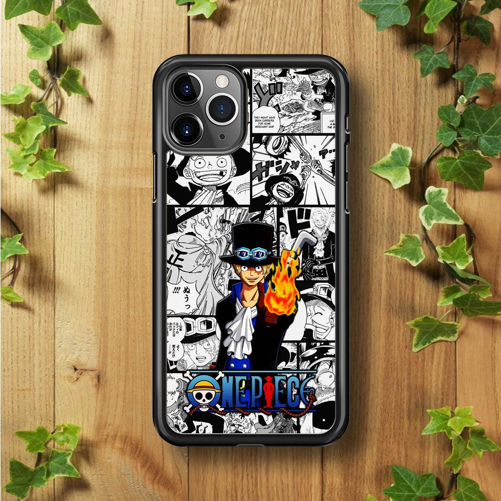 One Piece Sabo Comic iPhone 11 Pro Max Case-Rubber / Black (2D Case)-Xtracase