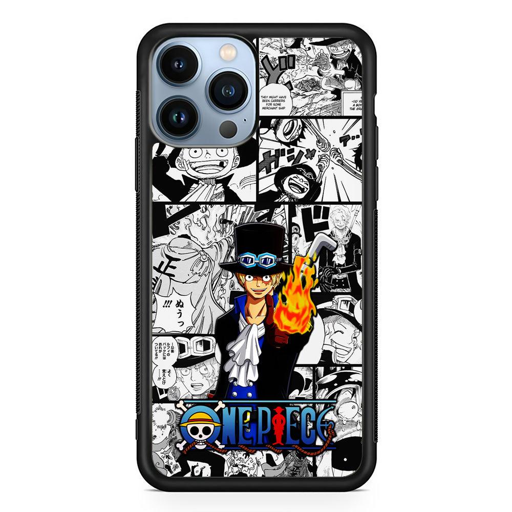 One Piece Sabo Comic iPhone 13 Pro Max Case-Rubber / Black (2D Case)-Xtracase