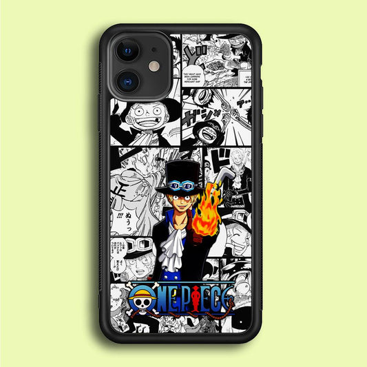 One Piece Sabo Comic iPhone 12 Case-Rubber / Black (2D Case)-Xtracase