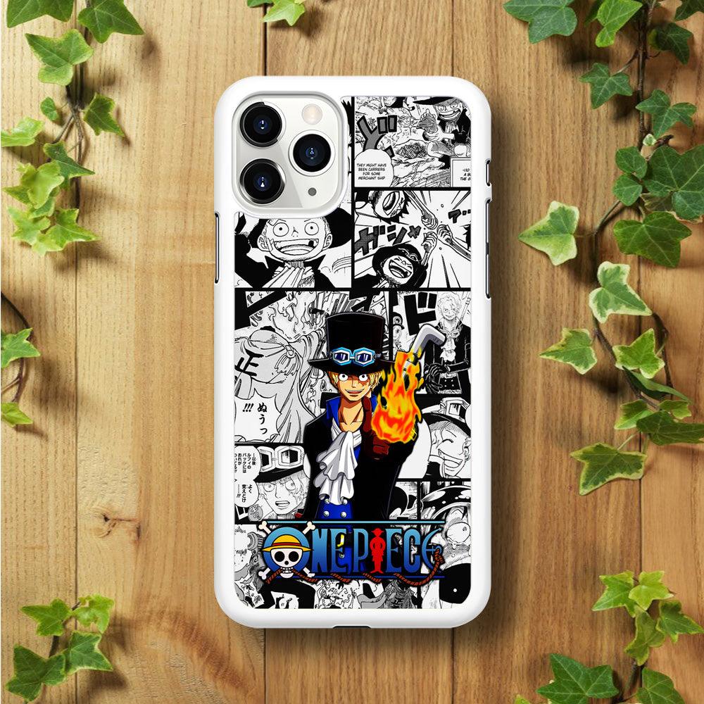 One Piece Sabo Comic iPhone 11 Pro Max Case-Rubber / White (2D Case)-Xtracase
