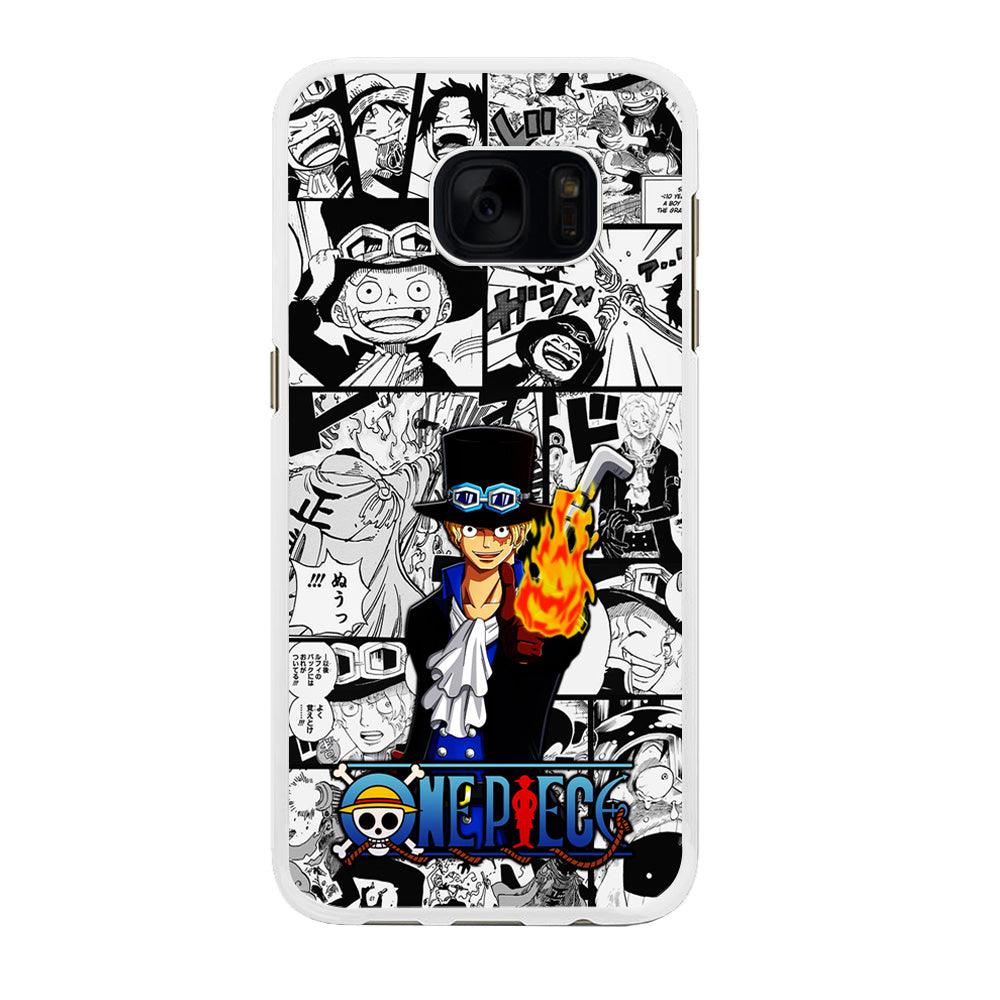 One Piece Sabo Comic Samsung Galaxy S7 Edge Case-Rubber / White (2D Case)-Xtracase